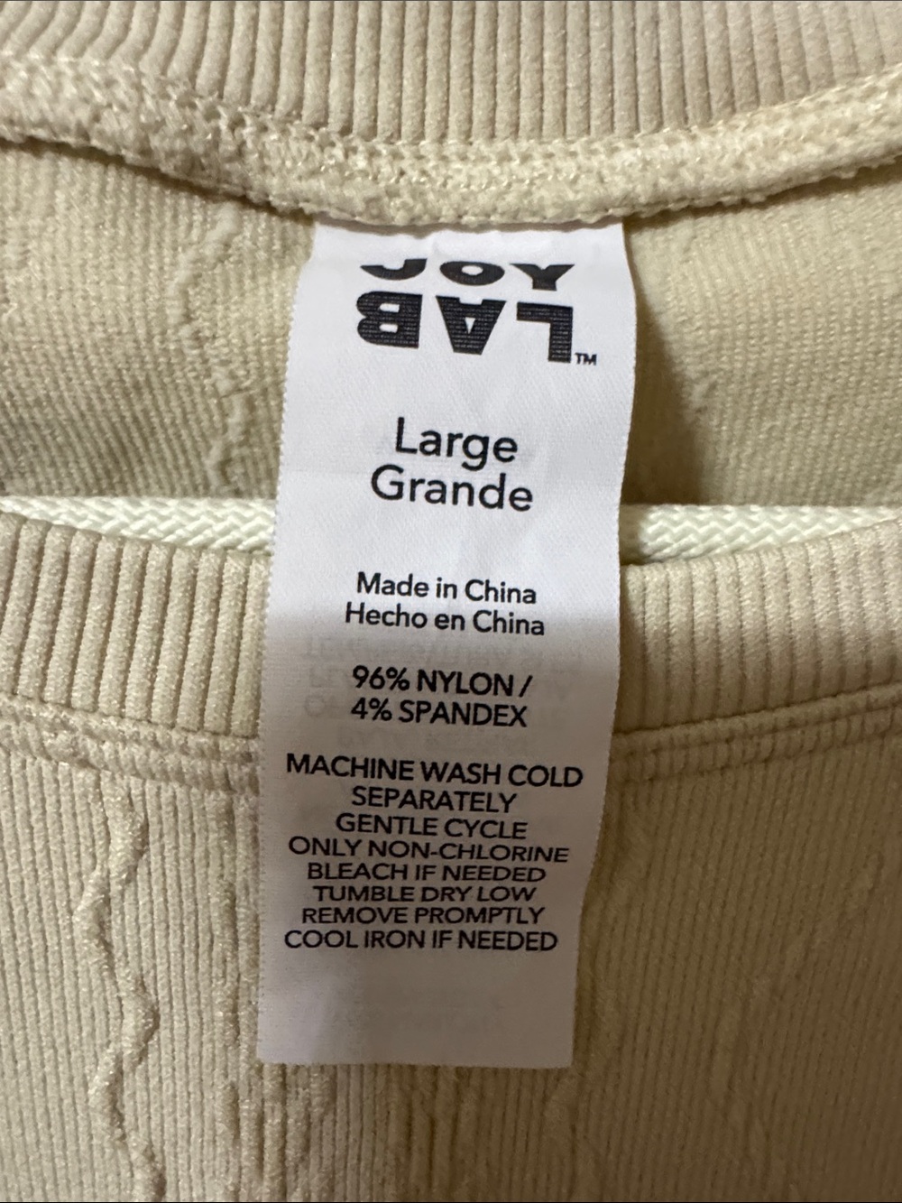 JoyLab Cream Cropped Cable-Textured Crew Fitted Top - Picture 2 of 11